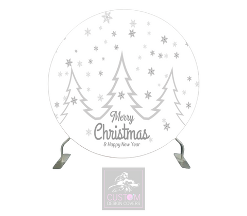 White & Grey Christmas Full Circle Backdrop Cover