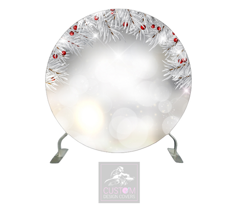 White Christmas Wreath Full Circle Backdrop Cover