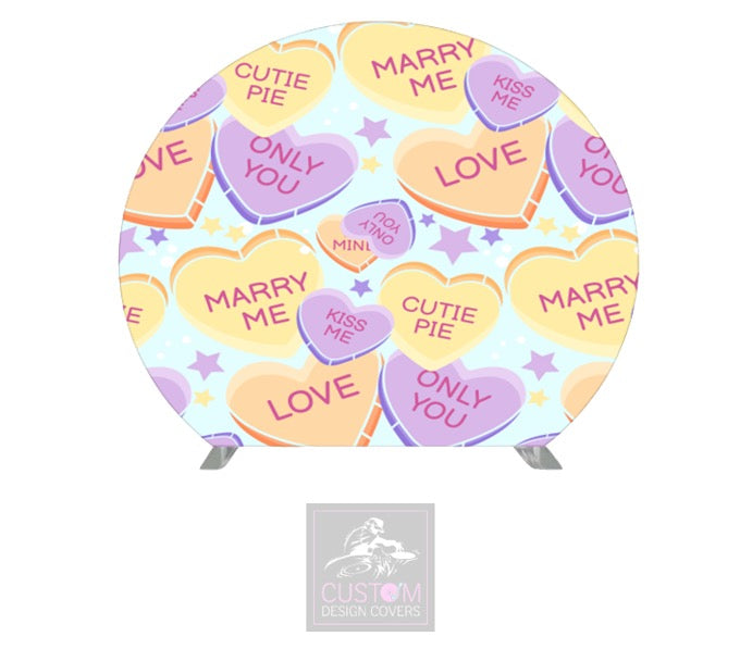 Love Hearts Half Circle Pillowcase Backdrop Cover