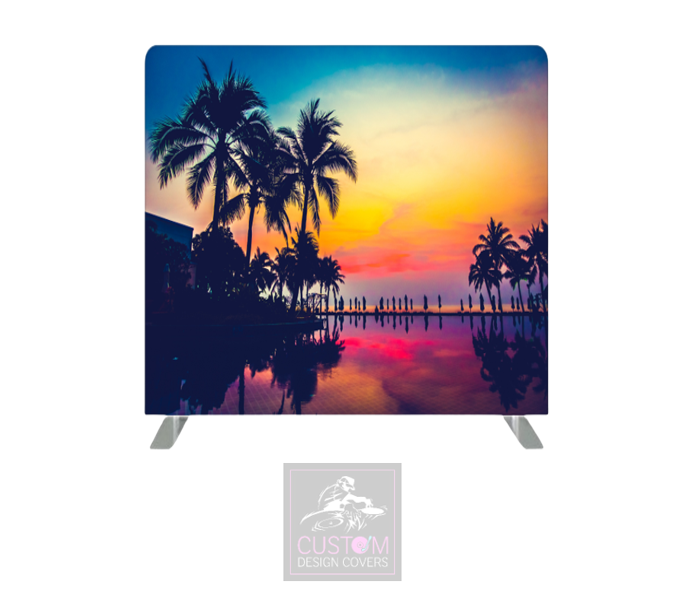 Palm Tree Sunset Lycra Pillowcase Backdrop Cover