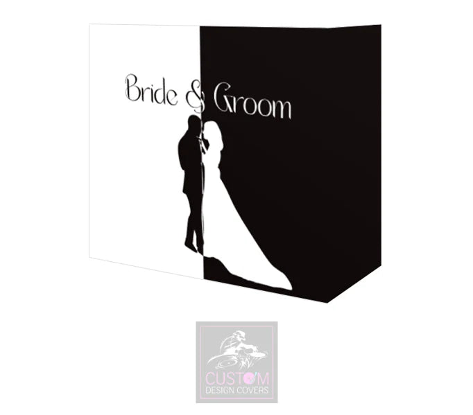 Bride & Groom Silhouette Lycra DJ Booth Cover