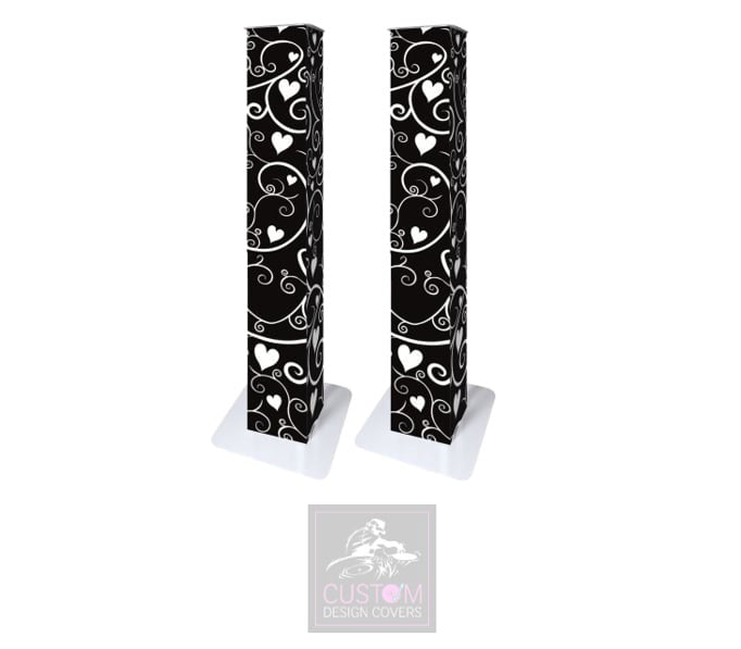 Black Hearts and Vines Lycra Podium Covers (PAIR)