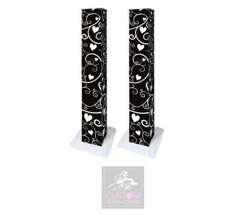 Black Hearts and Vines Lycra Podium Covers (PAIR)