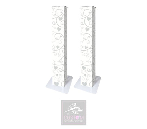 White Hearts and Vines Lycra Podium Covers (PAIR)