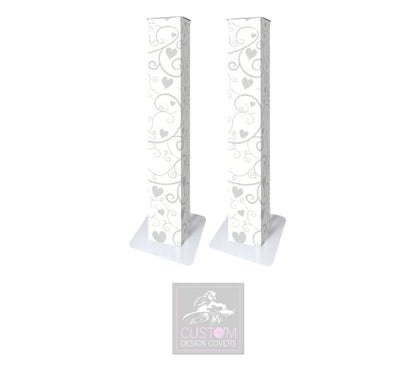 White Hearts & Vines Podium Covers (PAIR)