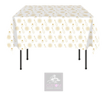 Gold Celebration on White Square Table Cover