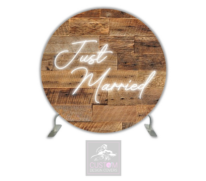 Just Married-Rustic Full Circle Pillowcase Backdrop Cover 