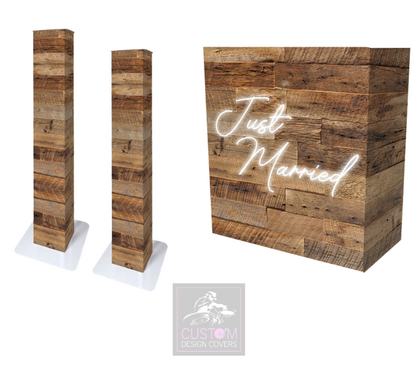 Rustic Just Married Lycra DJ Booth Cover (PACKAGE BUNDLE) - COMBI 