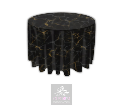 Black Marble Effect Round Table Cover