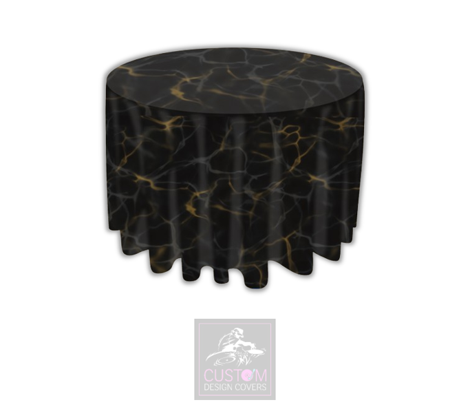 Black Marble Effect Round Table Cover