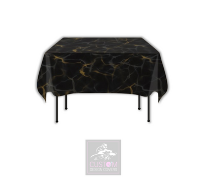 Black Marble Effect Square Table Cover