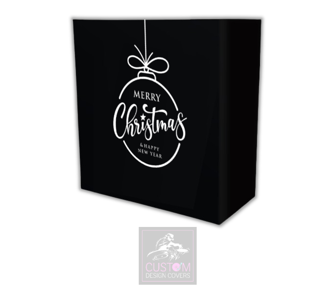 Black Merry Christmas *White*  Lycra DJ Booth Cover