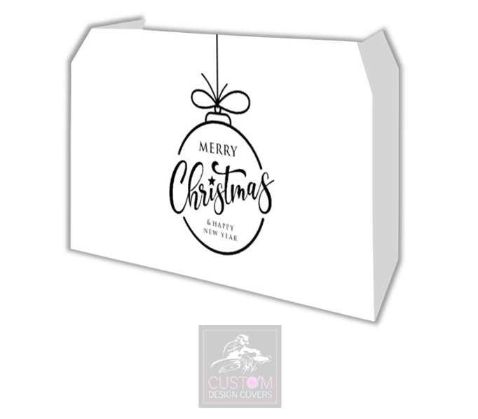 Merry Christmas WHITE/BLACK Lycra DJ Booth Cover
