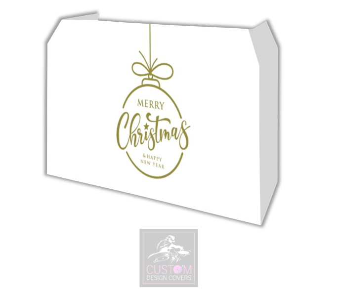 Merry Christmas Lycra DJ Booth Cover *WHITE/GOLD*