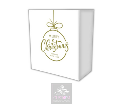 Merry Christmas *WHITE/GOLD* Lycra DJ Booth Cover
