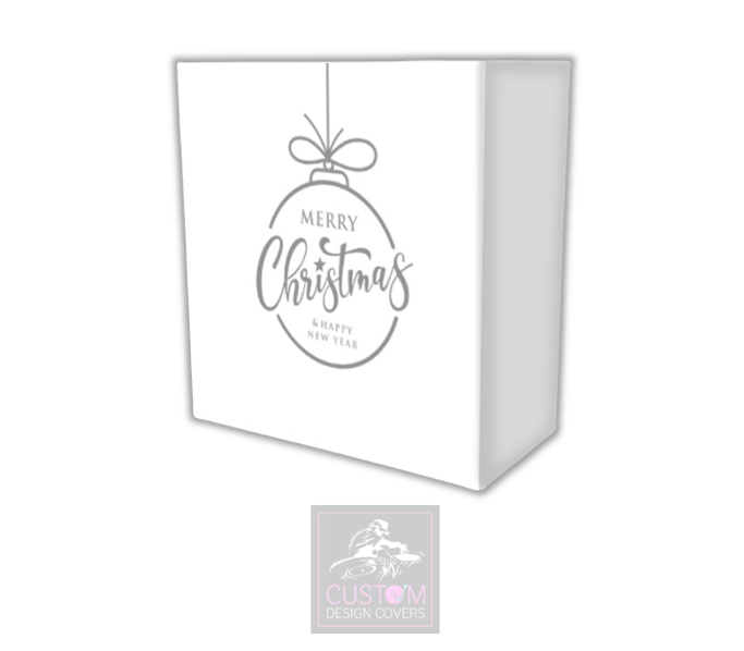 Merry Christmas WHITE/GREY Lycra DJ Booth Cover