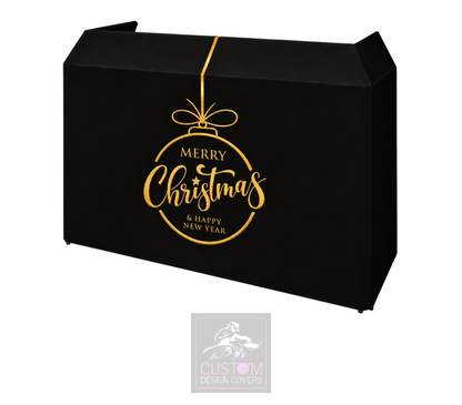 Merry Christmas *BLACK/GOLD* Lycra DJ Booth Cover