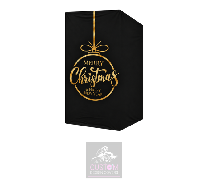 Merry Christmas *BLACK/GOLD* Lycra DJ Booth Cover