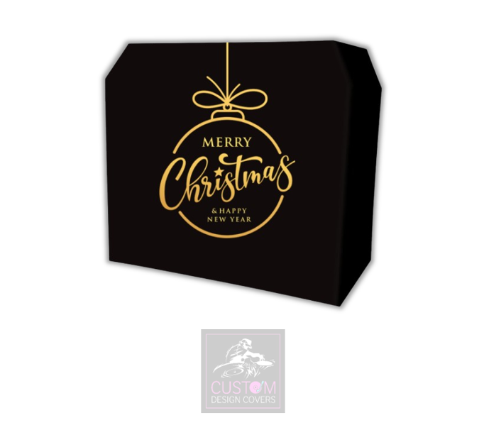 Merry Christmas Lycra DJ Booth Cover *Black/Gold*