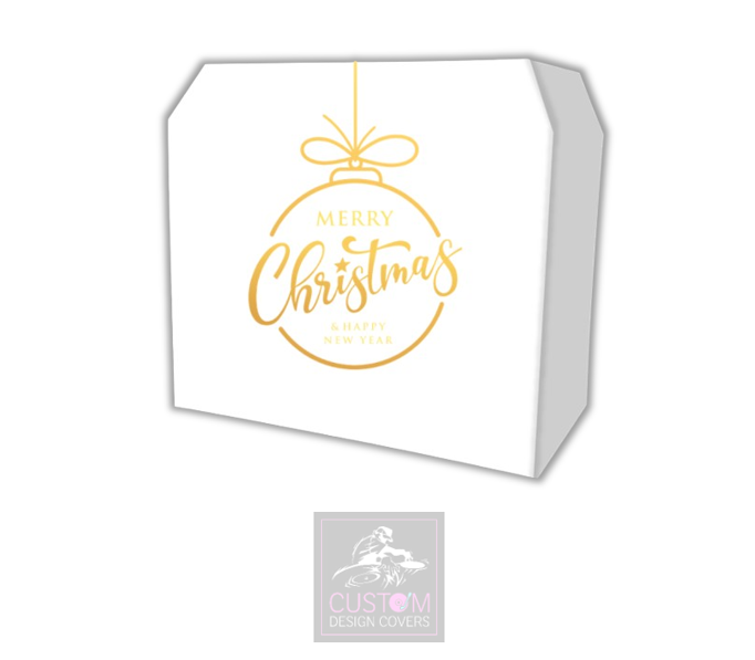Merry Christmas Lycra DJ Booth Cover *White/Gold*