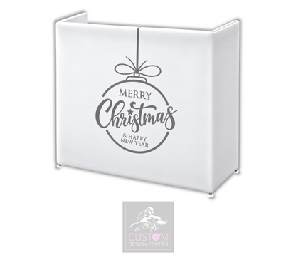 Merry Christmas WHITE/GREY Lycra DJ Booth Cover