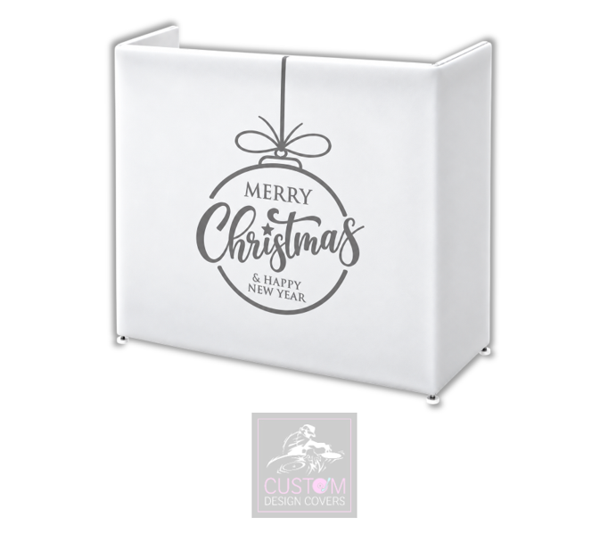 Merry Christmas WHITE/GREY Lycra DJ Booth Cover