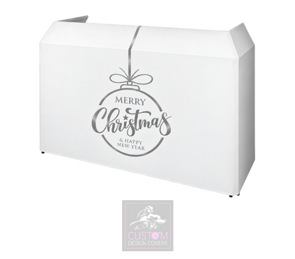 Merry Christmas WHITE/GREY Lycra DJ Booth Cover