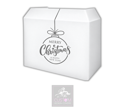 Merry Christmas WHITE/GREY Lycra DJ Booth Cover