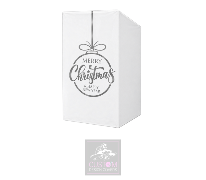 Merry Christmas WHITE/GREY Lycra DJ Booth Cover