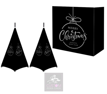 Black Merry Christmas *Grey*  Lycra DJ Booth Cover (PACKAGE BUNDLE) 