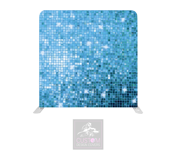 Blue Mosaic Effect Lycra Pillowcase Backdrop Cover (DOUBLE SIDED)