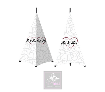 Two Sided Mr & Mrs Speaker Stand Lycra Covers 