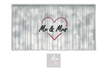 Mr & Mrs on Grey Hearts Backdrop Curtain