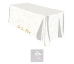 Mr & Mrs & Hearts on White Rectangle Table Cover