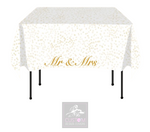 Mr & Mrs & Hearts on White Square Table Cover 