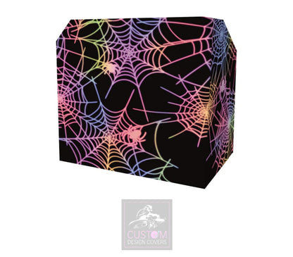 Multicoloured UV Effect Halloween Spider Web- Lycra DJ Booth Cover