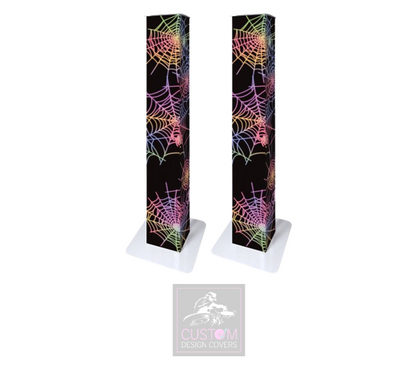 Halloween Multi-coloured UV Effect Spider Web Lycra Lycra Podiums (PAIR)