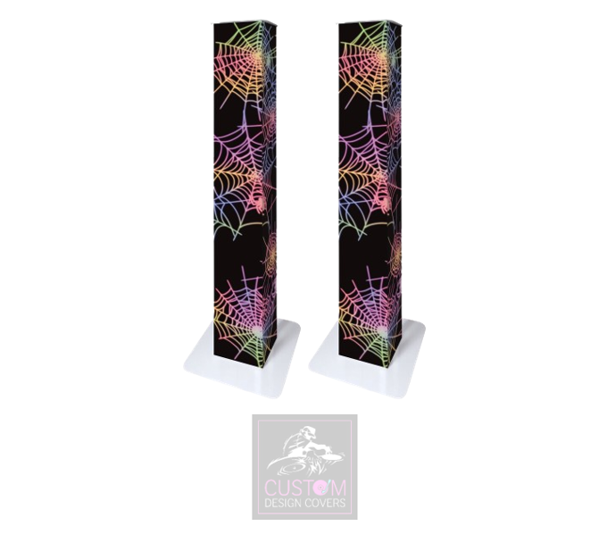 Halloween Multi-coloured UV Effect Spider Web Lycra Lycra Podiums (PAIR)