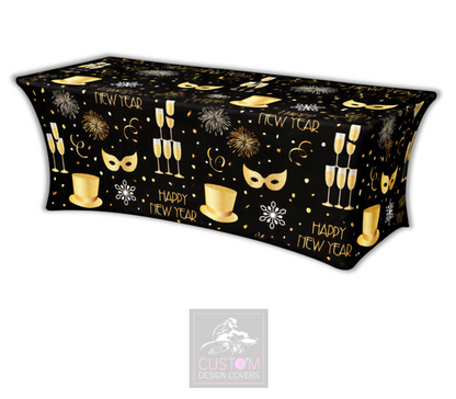 Celebration Black Gold Lycra Table Cover