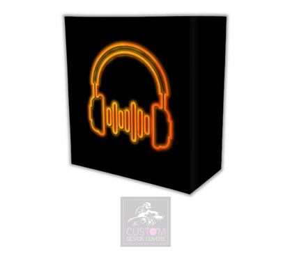 UV Effect Orange Headphones Lycra DJ Booth Cover
