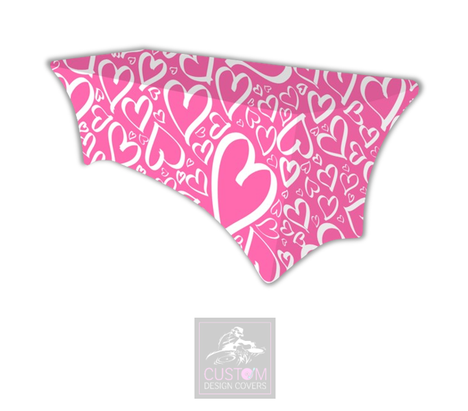 Pink White Hearts Lycra Table Cover