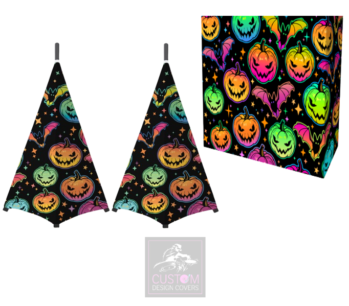 Halloween Pumpkin and Bats Lycra DJ Booth Cover (PACKAGE BUNDLES) - TRUSS 