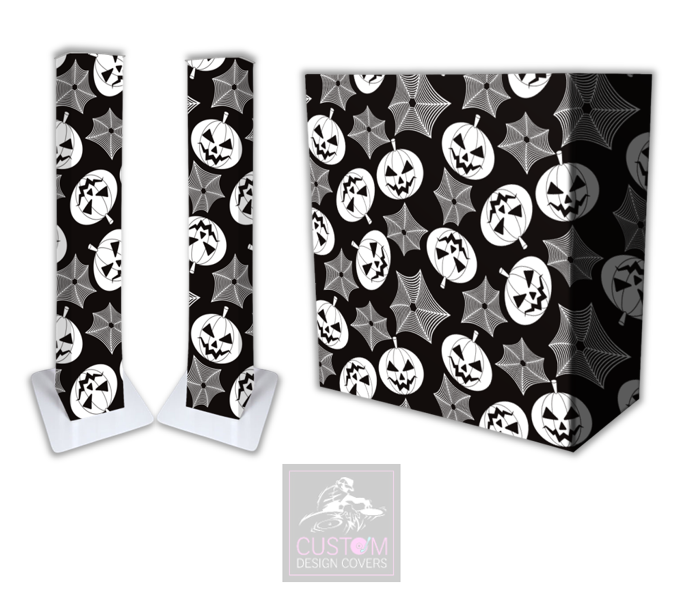 Halloween Pumpkin & Cobwebs Lycra DJ Booth Cover (PACKAGE BUNDLE) 