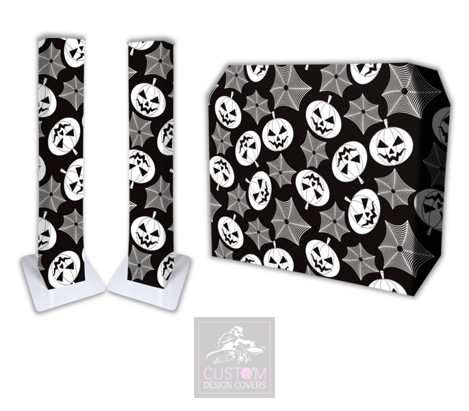 Halloween Pumpkin & Cobwebs Lycra DJ Booth Cover (PACKAGE BUNDLE) 