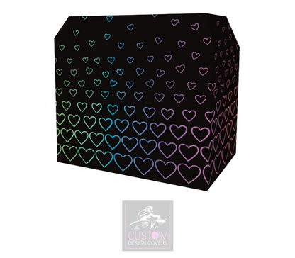 Black Rainbow Hearts Lycra DJ Booth Cover 