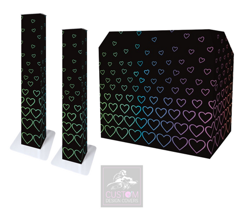 Black Rainbow Hearts Lycra DJ Cover (PACKAGE BUNDLE) - MKII 