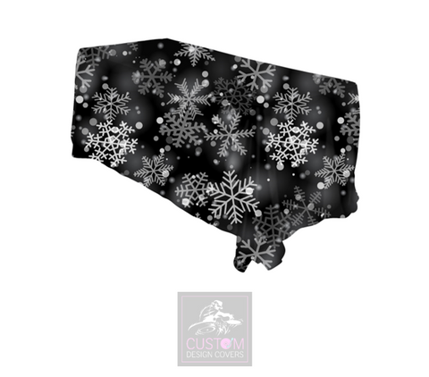 Snowflakes on Black Rectangle Table Cover