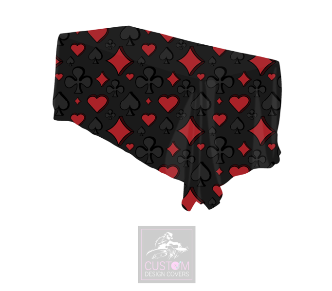 Red Casino on Black Rectangle Table Cover 