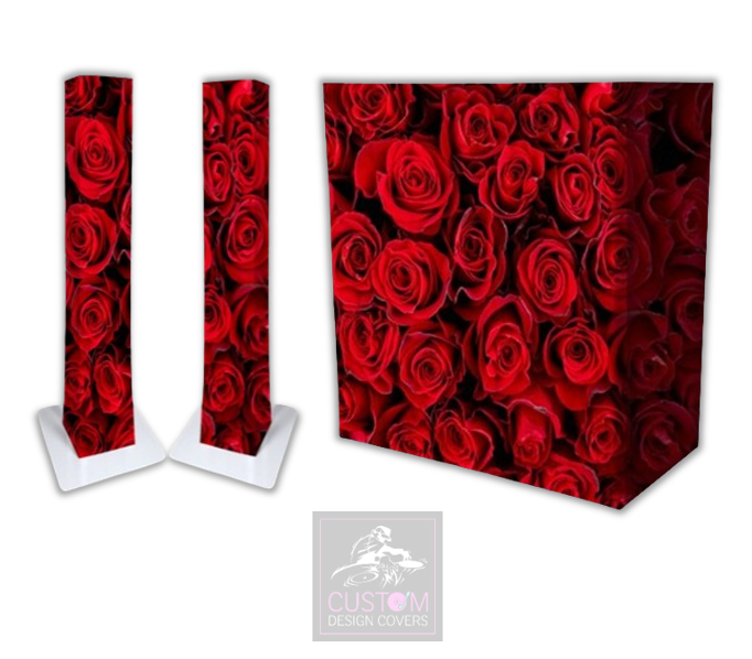 Red Roses Lycra DJ Booth Cover  (PACKAGE BUNDLE)