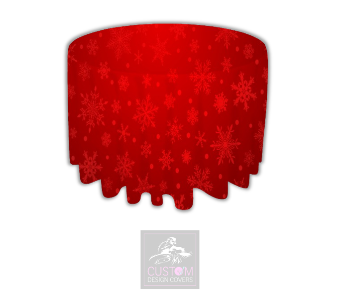 Red Snowflakes Round Table Cover